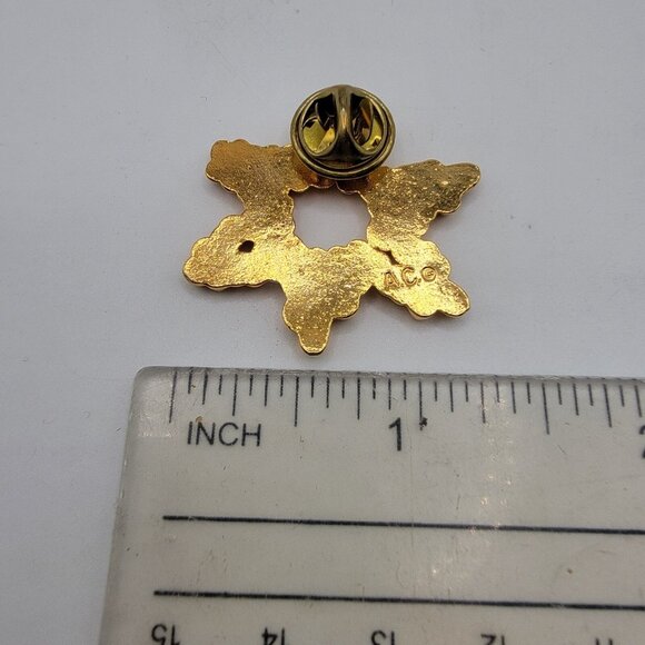 Vintage Brooch Pin‎ Orange Snowflake Signed A C - Picture 3 of 4